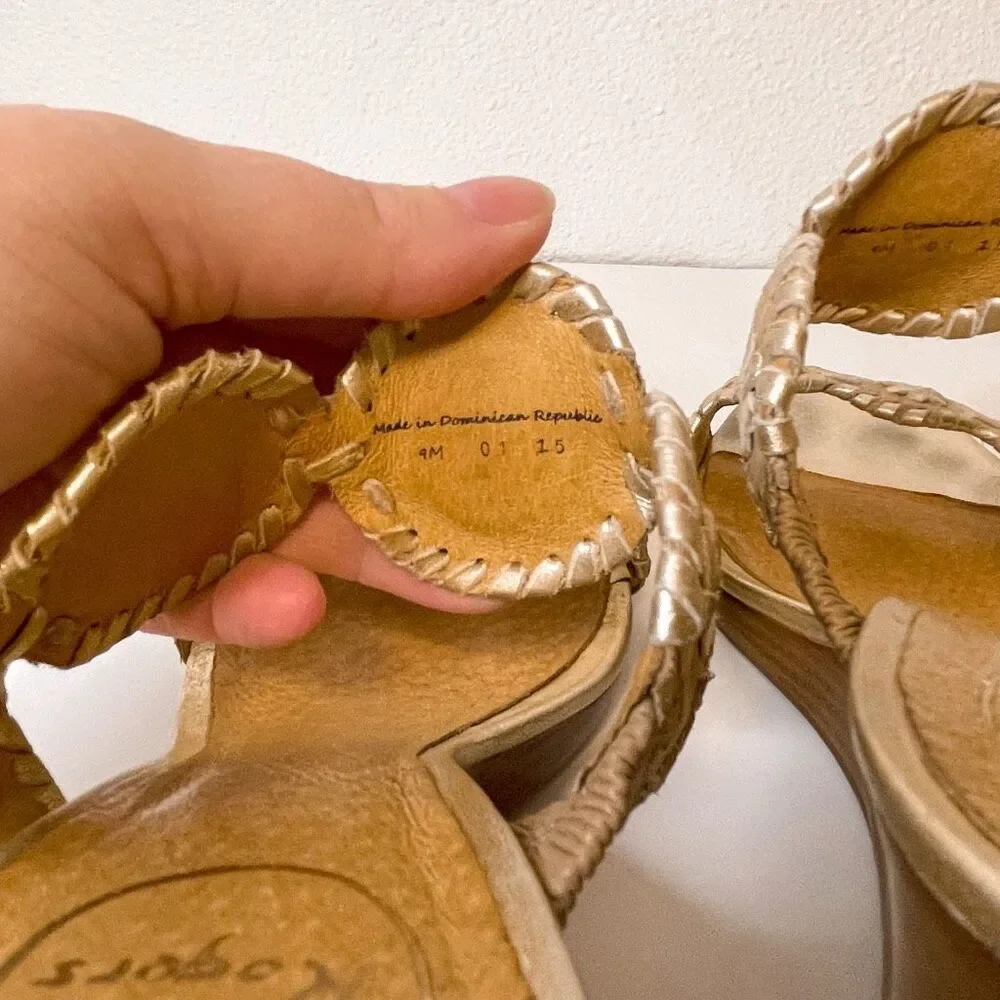 Jack Rogers‎ Luccia Cork Metallic Wedge Sandal Size 9